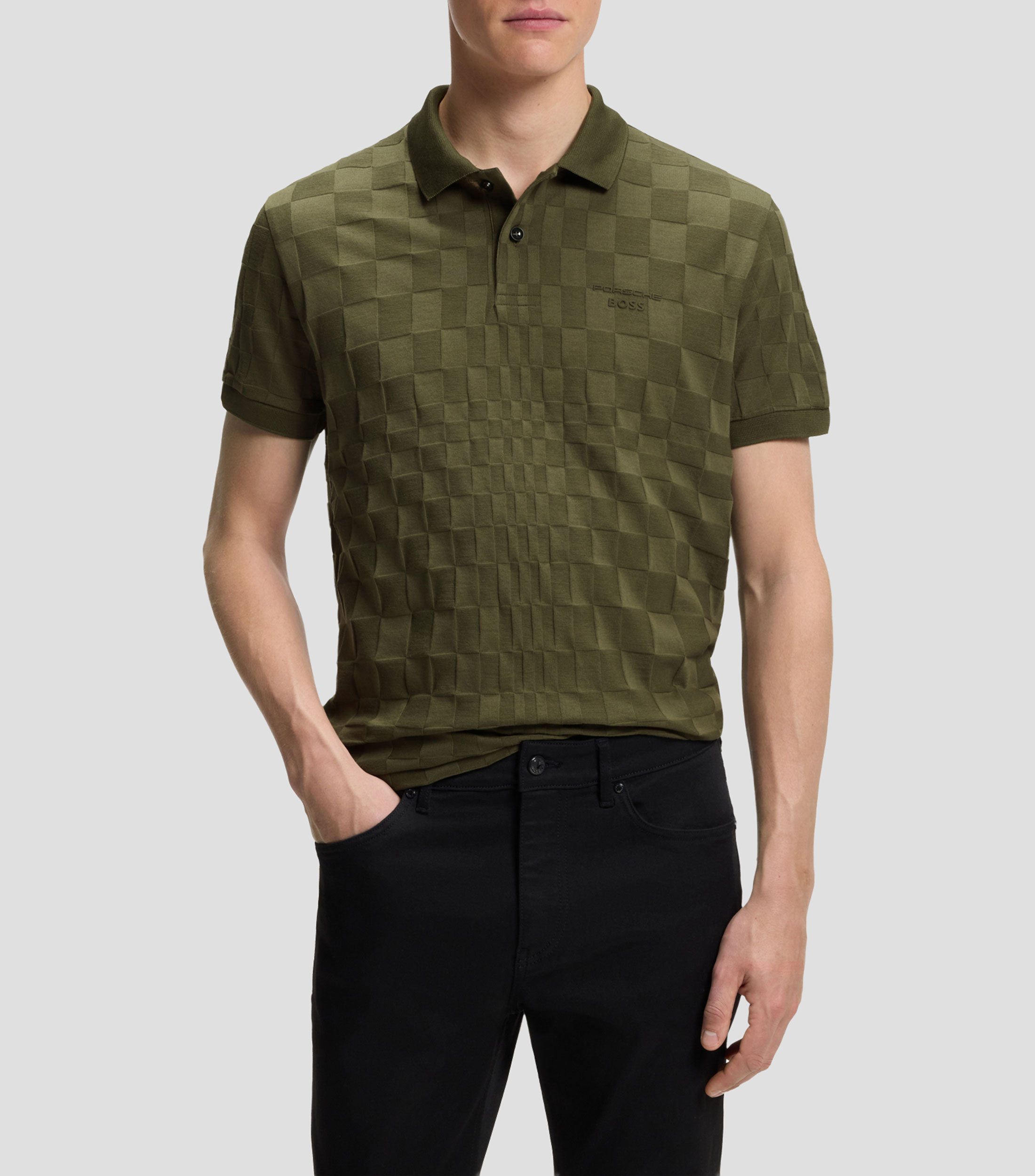 Polo Porsche x BOSS de algodón con estampado jacquard Hombre